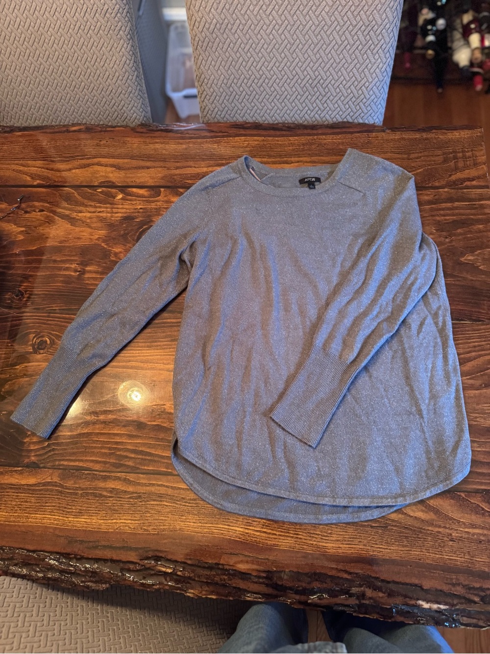 Apt. 9 Women's Light Gray Shimmery Crewneck Sweater